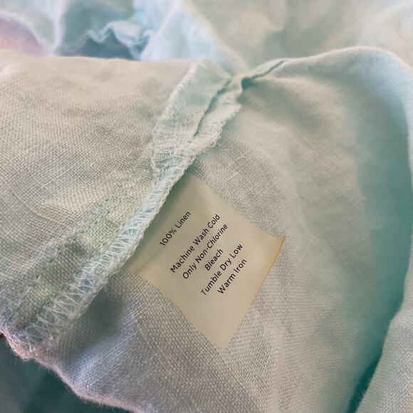 Talbots Coastal Hoodie Womens Large Blue Pure Irish Linen Pullover Resort Beach - Picture 7 of 7